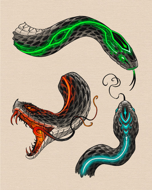Hex Snakes Study Print