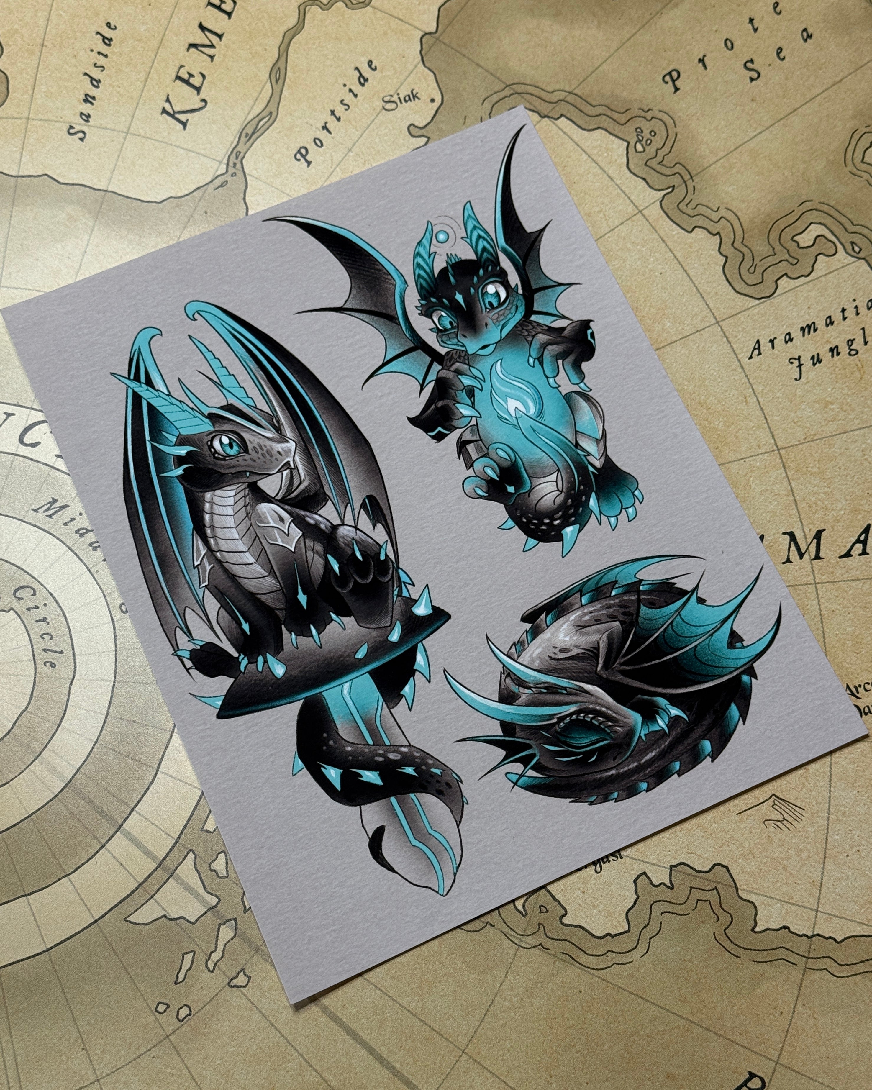 Baby Blue Dragons Print