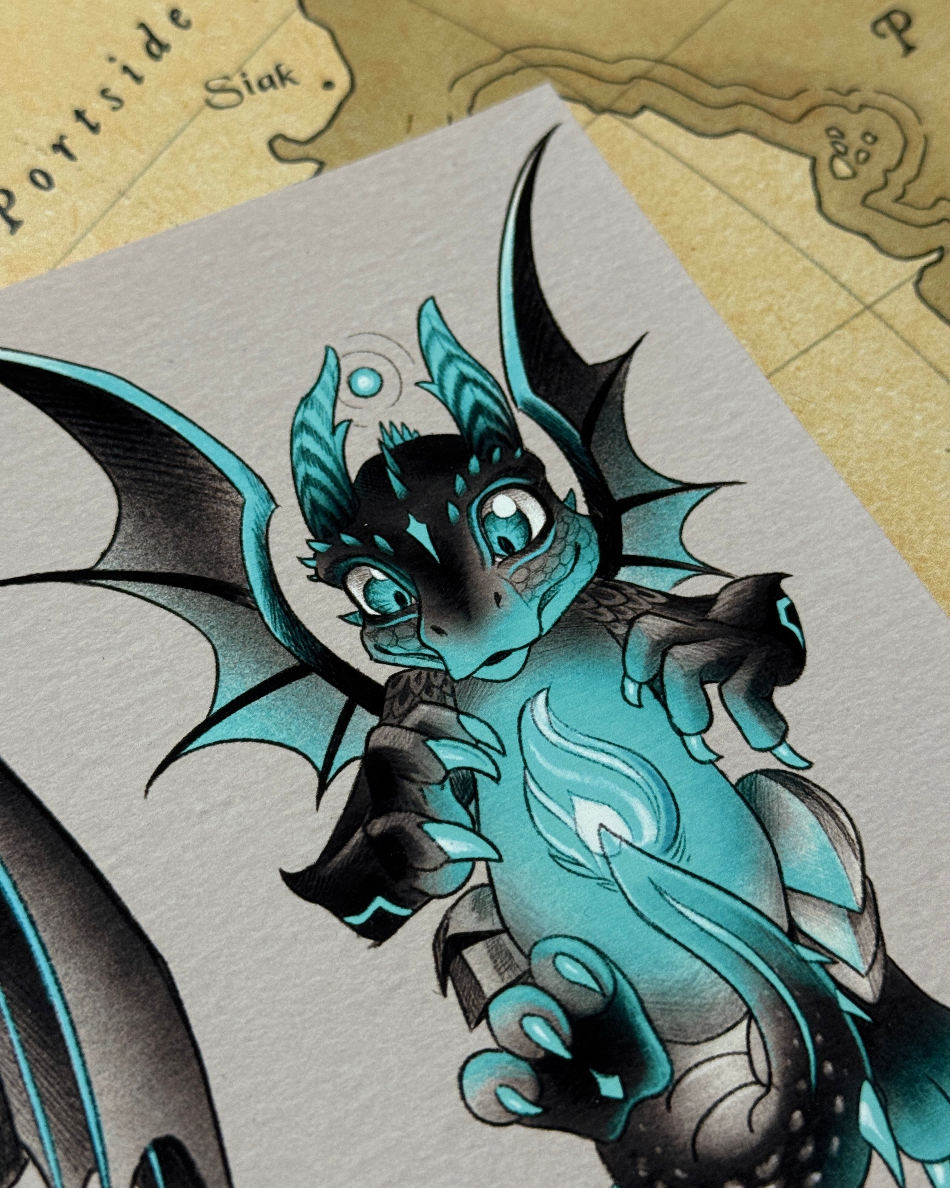 Baby Blue Dragons Print