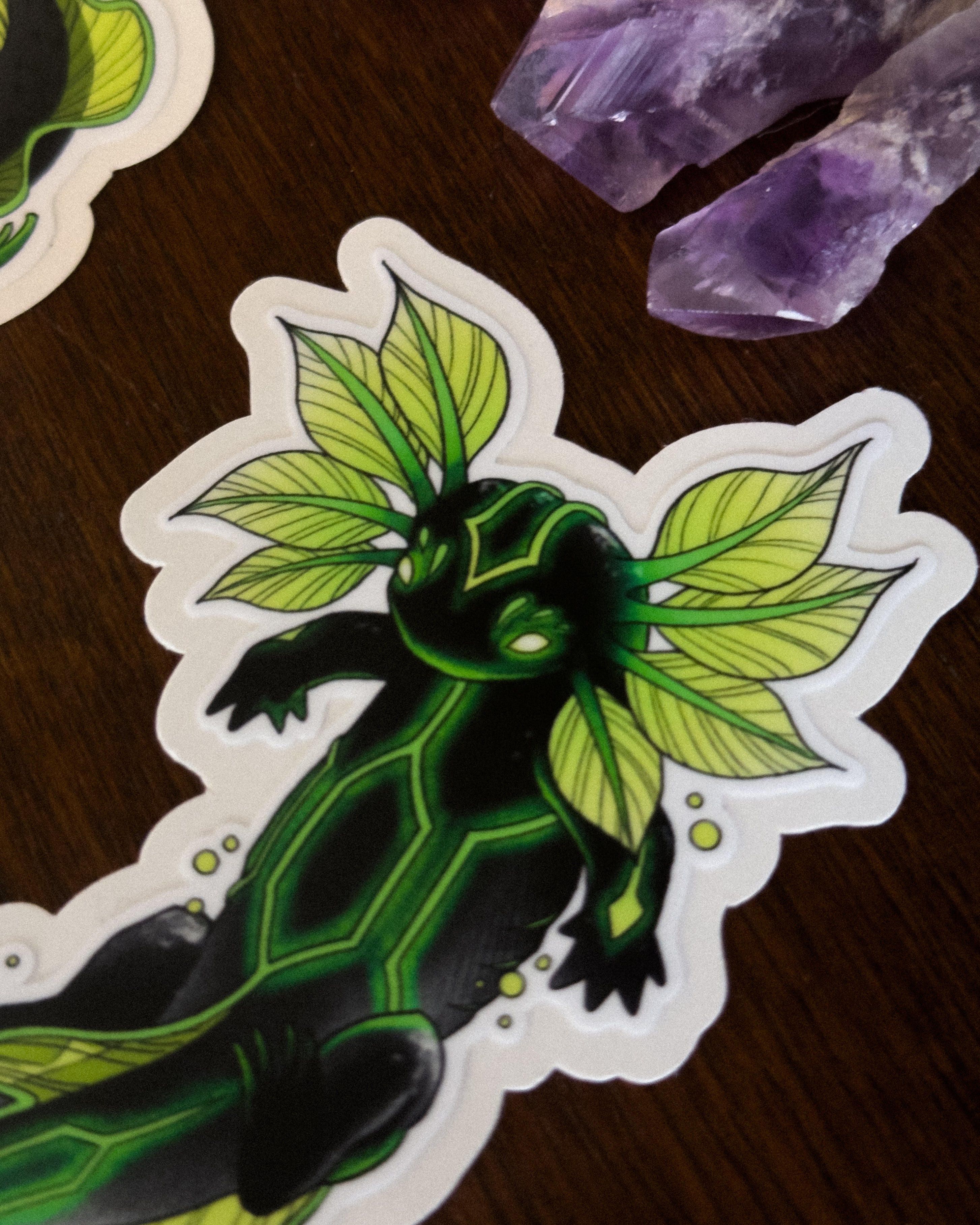 Floating Toxic Axolotl Sticker