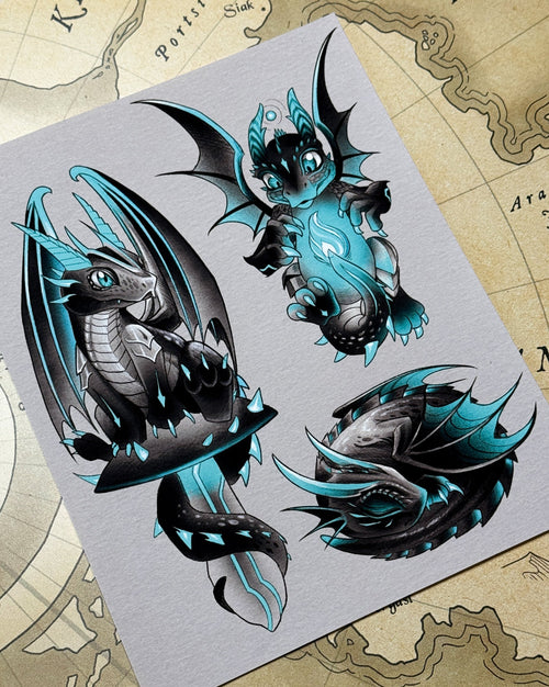 Baby Blue Dragons Print