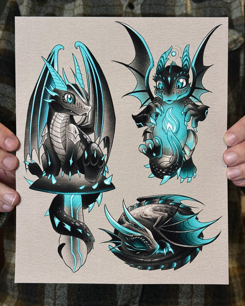 Baby Blue Dragons Print