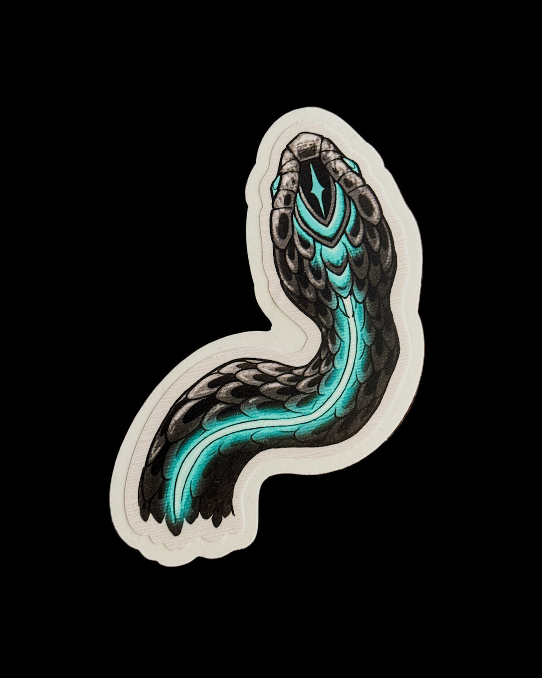 Divine Snake Head Sticker – Blue Energy Fantasy Vinyl | Openmind